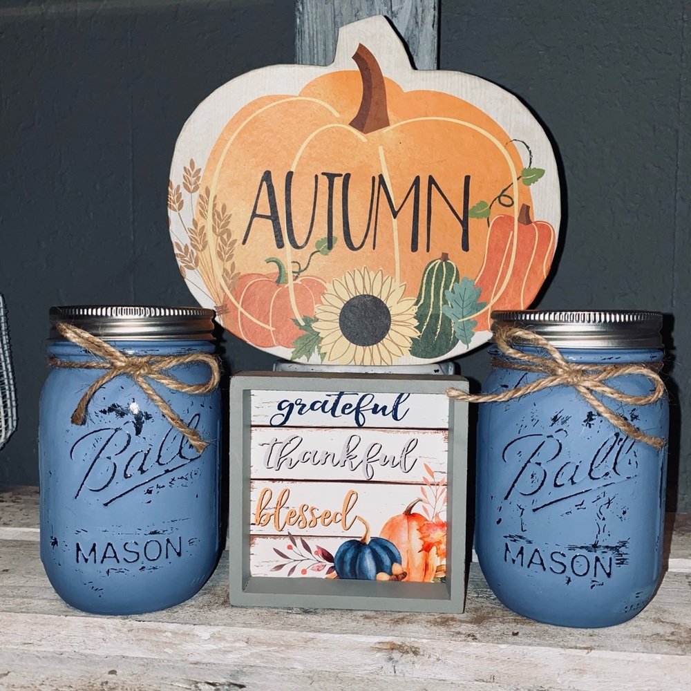 Rustic Distressed Mason Jar Set